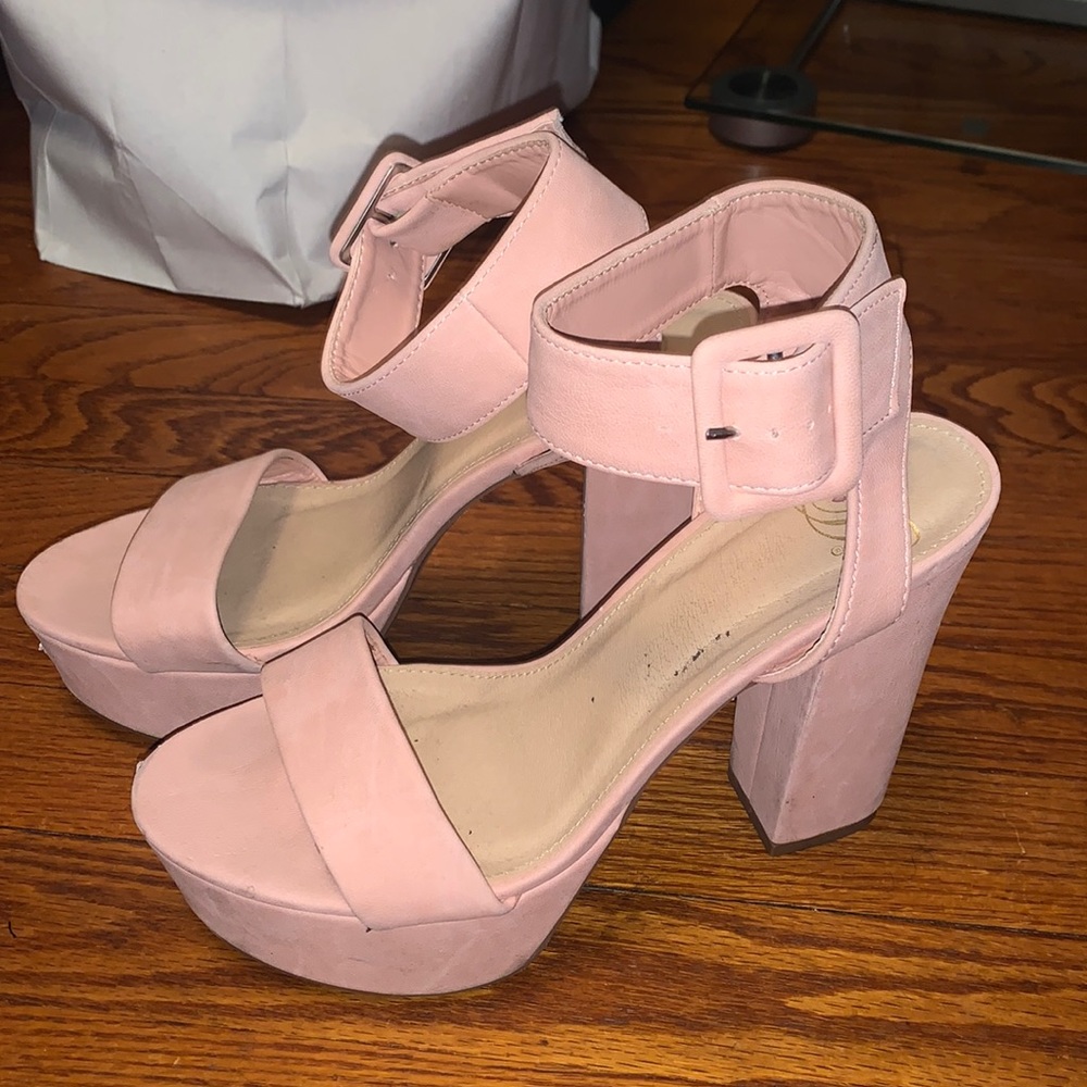 pink chunky heels